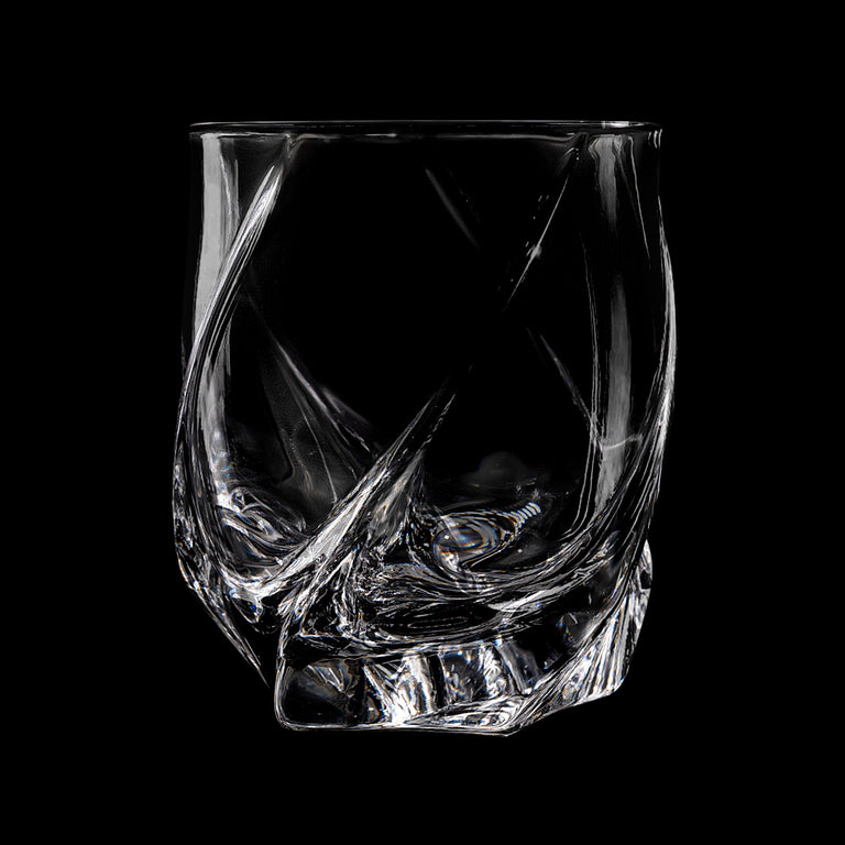 VRIDE Heavy Tumbler | Set of 2 Hand-blown Crystal Whiskey Glasses With Complementary Matching Ice mold tray.